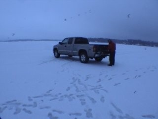 Truck parked on ice