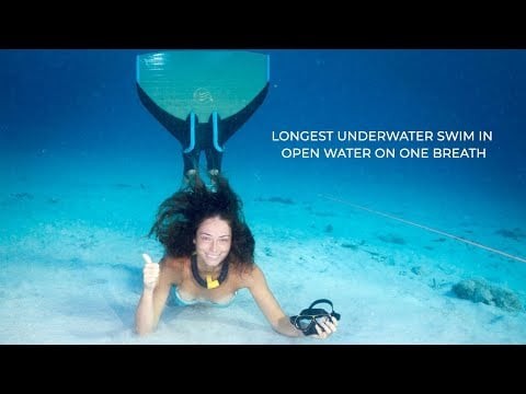 Marina Kazankova - Longest distance swam underwater with one breath