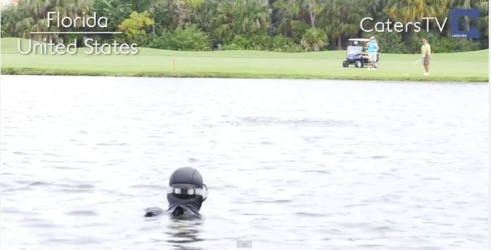 Glenn Berger Dives for Golf Balls (photo credit: Caters TV)