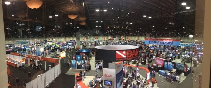 A panoramic view of the DEMA Show 2015 floor