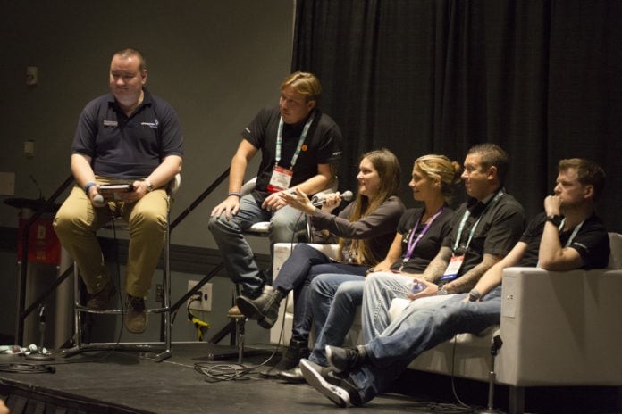 One Of The Big Draws This Year Was The Young dive professionals panelists - Seen Here: Stephan Whelan, Luke Inman, Amanda Cotton, Cristina Zenato, Shane Taylor, and Jim Standing.