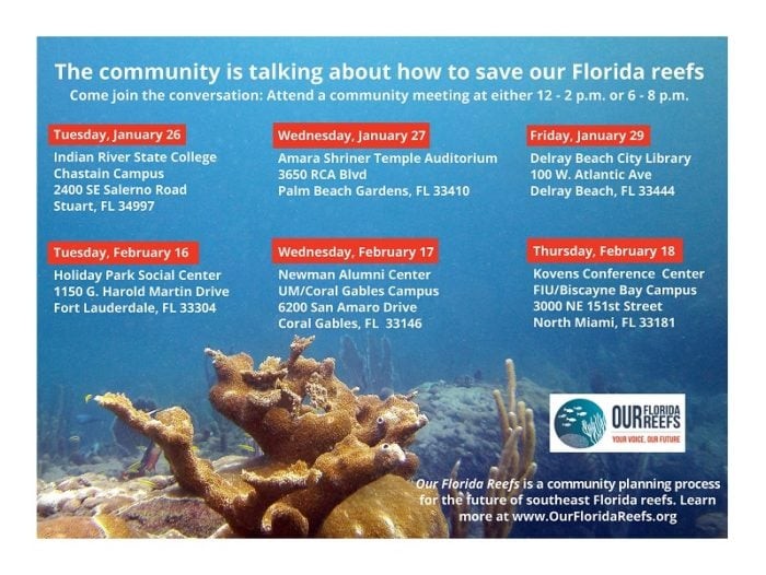 Our Florida Reef Community Meeting Schedule. Image courtesy OurFloridaReefs.org