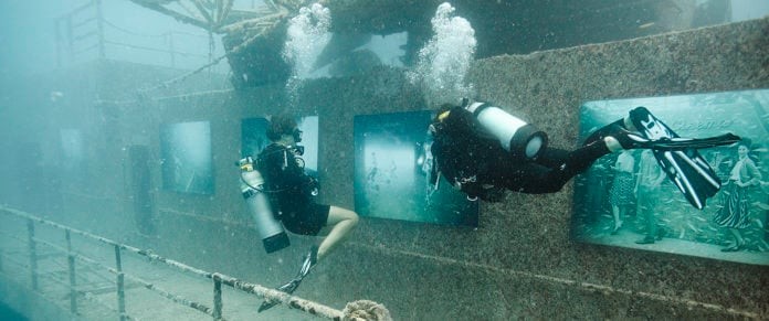 Austrian art photographer Andreas Franke's latest exhibit at the Vandenberg artificial reef can now be visited by scuba divers.
