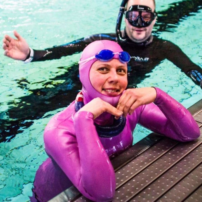 Freediving athlete Anette Rafen Ottzen is the new Nordic record holder in DYN.