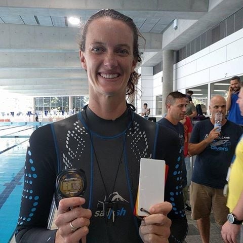 Jacqueline Dent Sets New US National Record in DNF. Photo by Freediving New Zealand