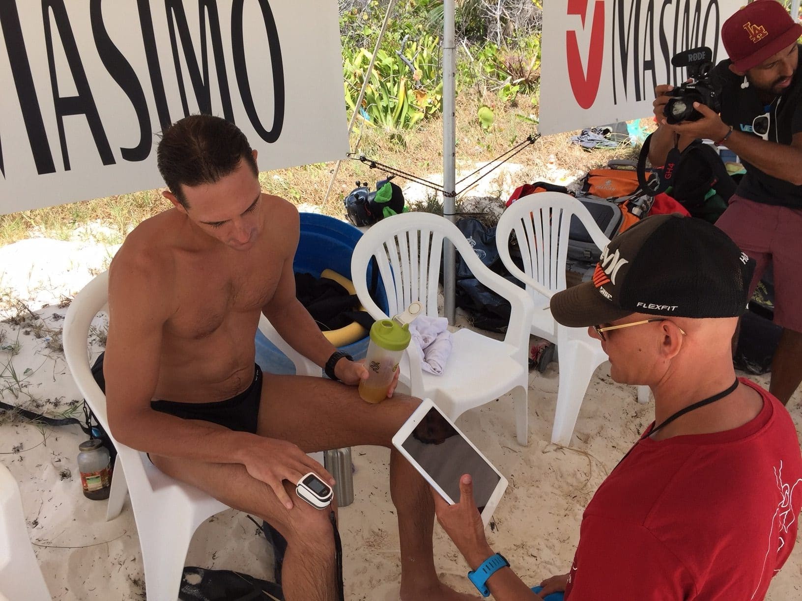 Kiwi and #VB2016 host William Trubridge has his stats taken before a dive.