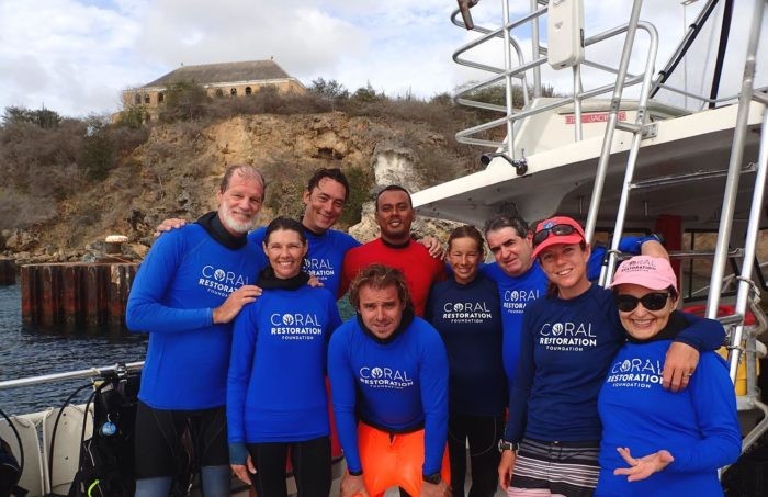 CRFC volunteers celebrate 1-year anniversary of planting corals off Curacao