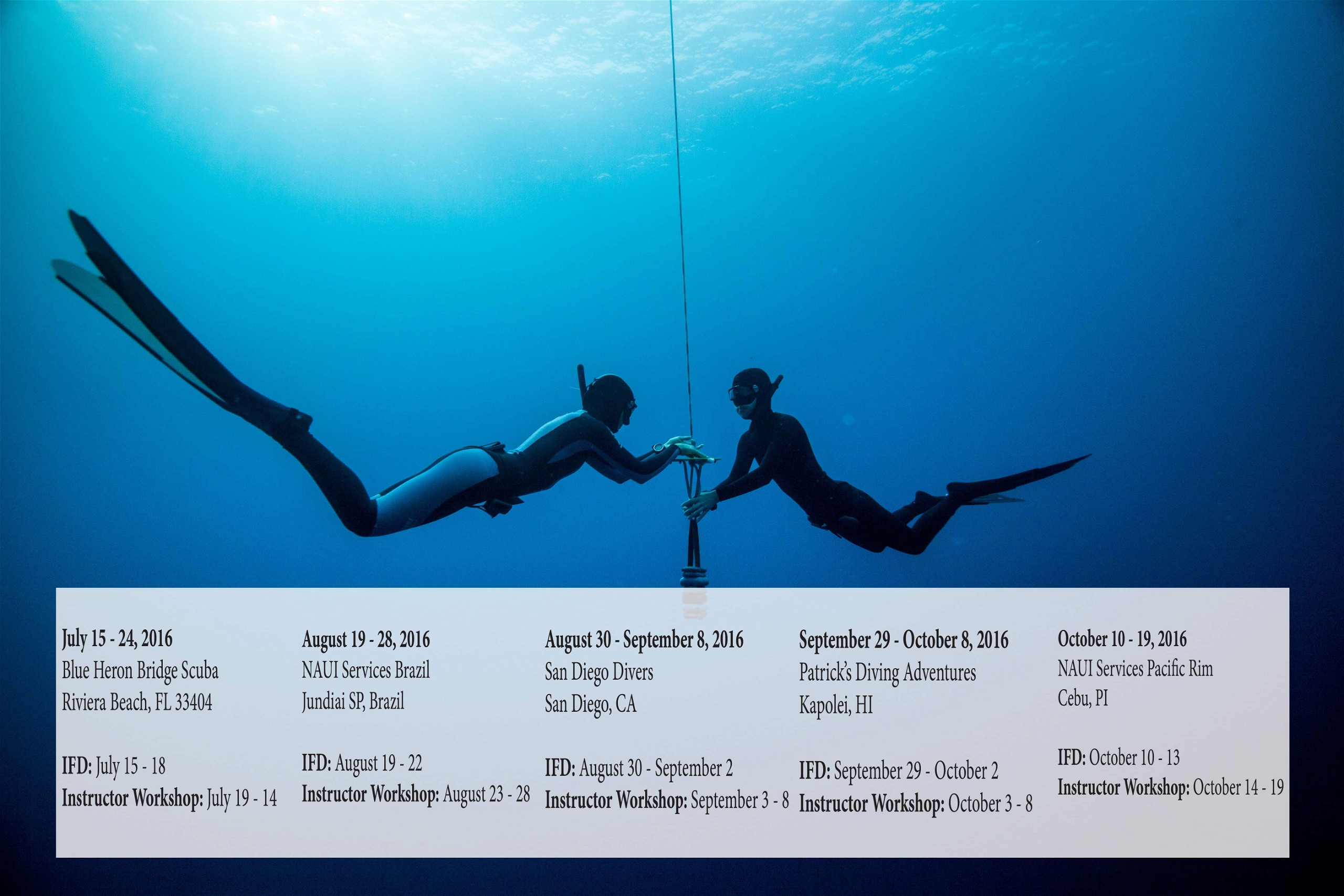 NAUI-PFI Freediving Workshops Schedule