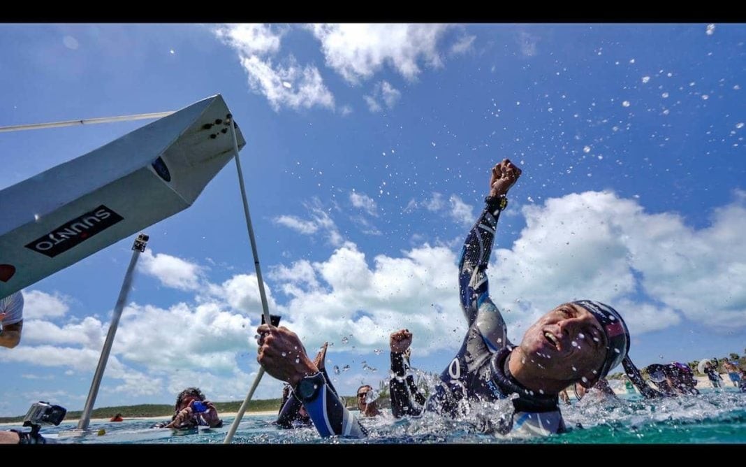 William Trubridge Celebrating After a New World Record (Photo by Daan Verhoeven)