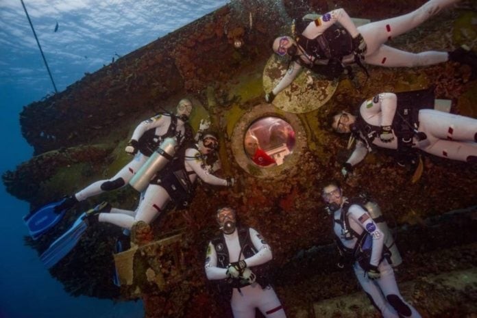 NASA Astronauts Learning Underwater (Photo credit: Karl Shreeves/NASA)