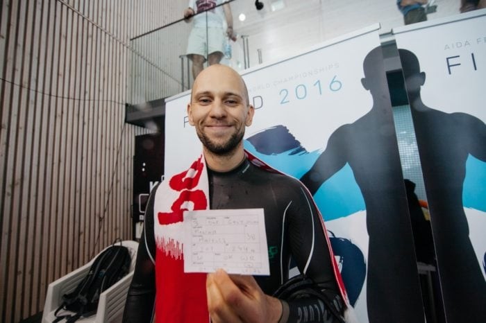AIDA 2016 Freediving World Pool Championships – Mateusz Malina after his DNF World Record