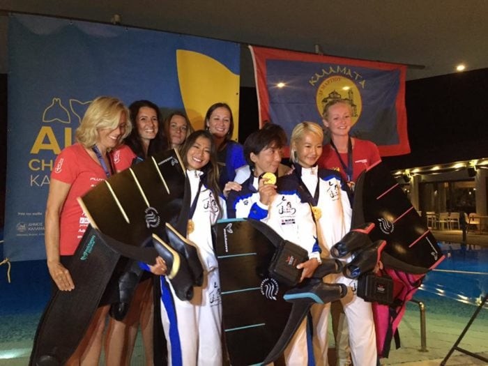 Women Winners at AIDA Team Freediving World Championships 2016. Photo by Carla Hanson