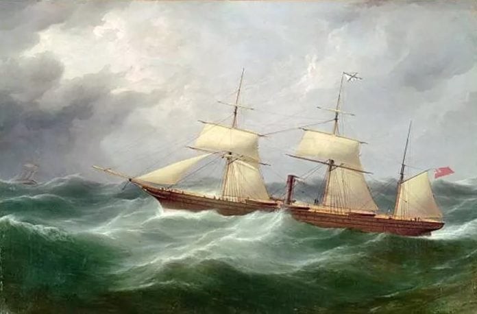 S.S. Australian 1862. painted by Walters, Samuel, 1811-1882. oil on canvas ; 71.3 x 107.7 cm. National Library of Australia. This is one of three identical sister ships of SS Andes