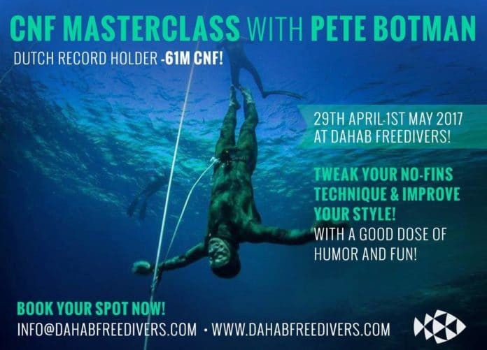 NO-FINS MASTERCLASS WITH PETE BOTMAN COMING SOON AT DAHAB FREEDIVERS