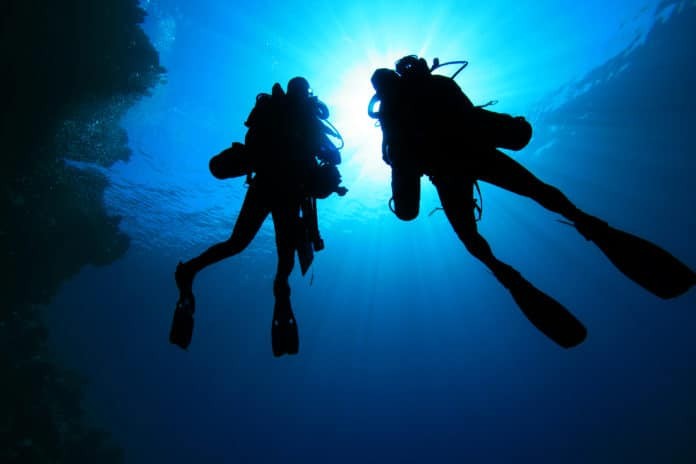 Two Technical Divers silhouette