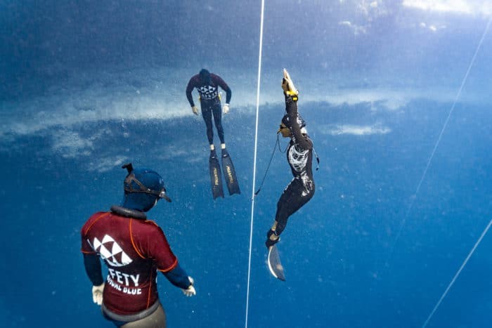 Hanako is showing just how super strong the Japanese lady freedivers are (photo © Daan Verhoeven)