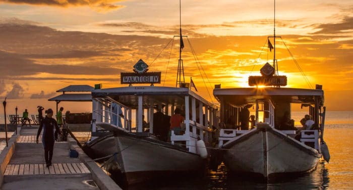 Sunset on the Wakatobi Boats