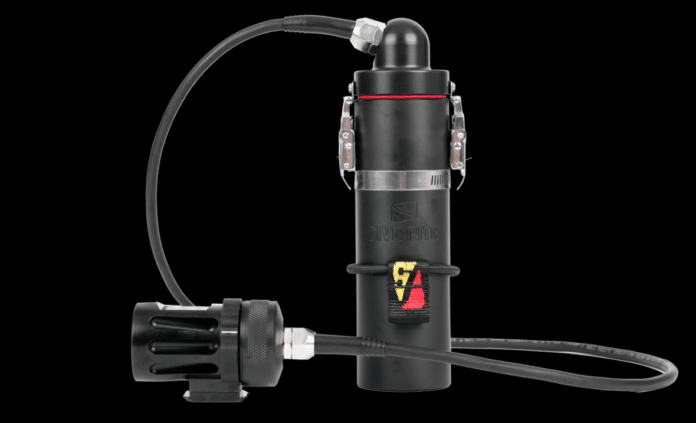 The New HP50 Dive Light from Dive Rite, in Umbilical configuration.