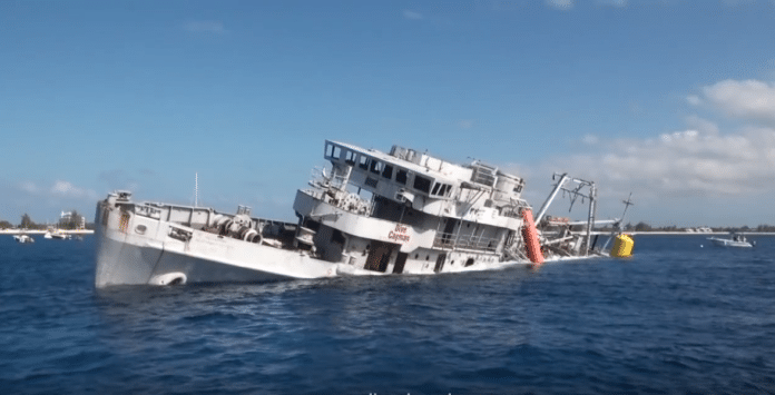 USS Kittiwake toppled onto its side by tropical storm Nate