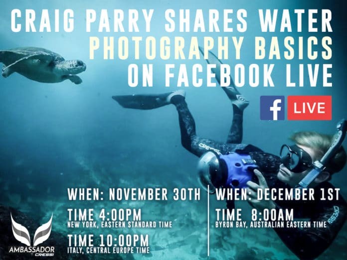 Underwater Photographer Craig Parry To Host Facebook Live Event