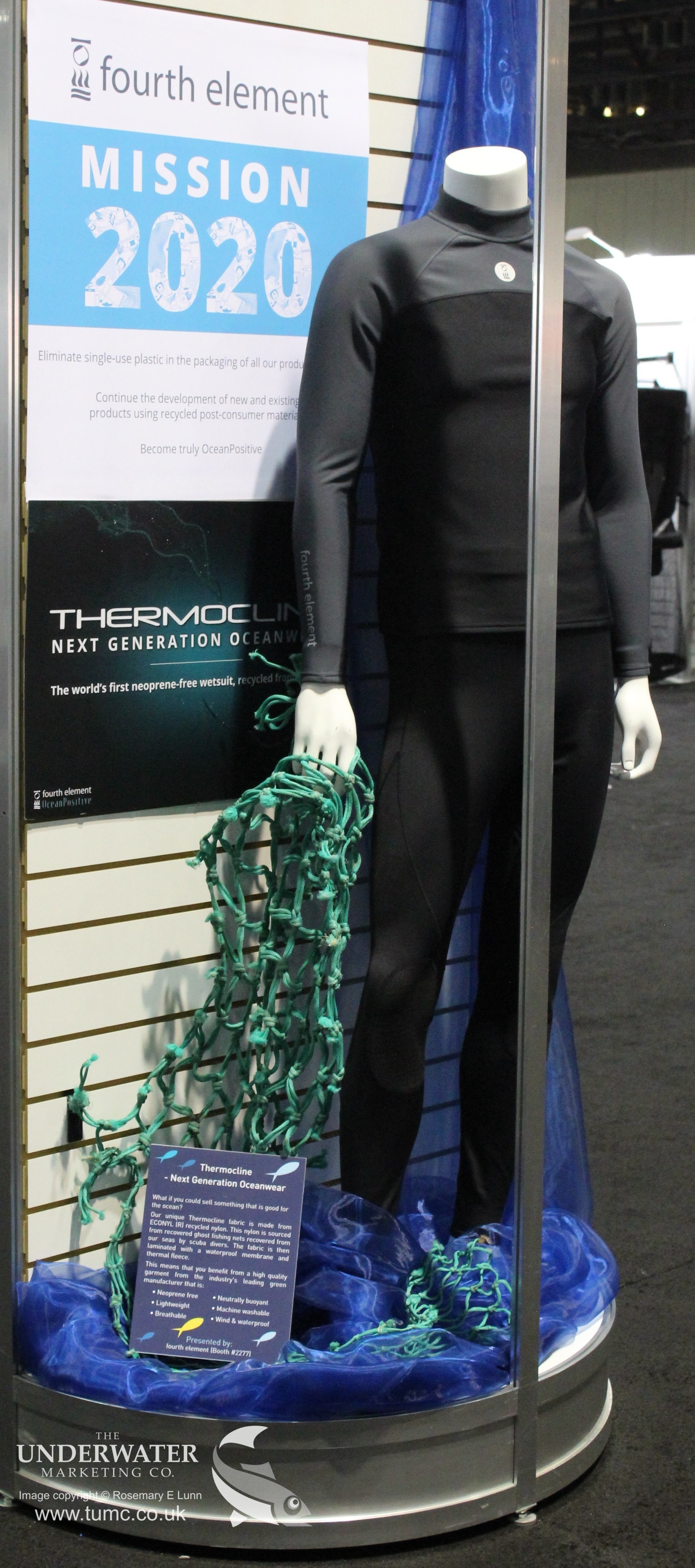 Fourth Element, Thermocline,, ECONYL® Recycled Nylon, Ghost Fishing, Rosemary E Lunn, Roz Lunn, Deeperblue, Jim Standing, DEMA Show 2017, neoprene free wetsuit, Mission 2020
