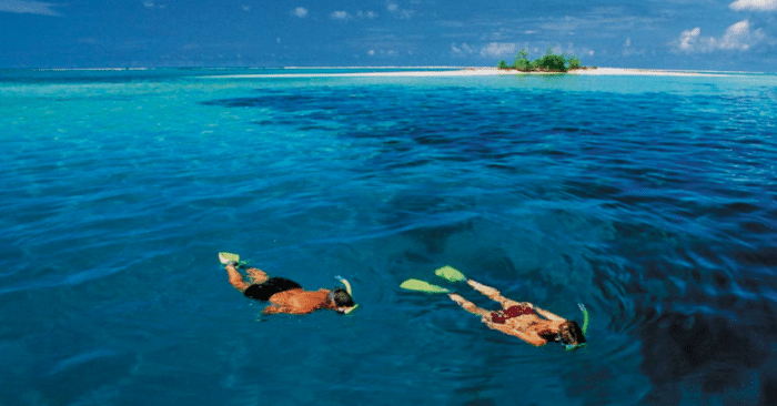 Snorkeling in the warm, clear waters of the Solomon Islands
