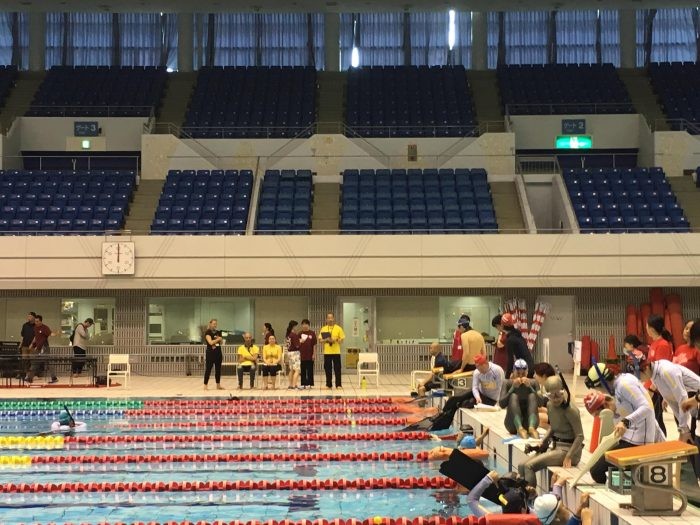 Freedivers take their marks at the Chiba International Swim Center