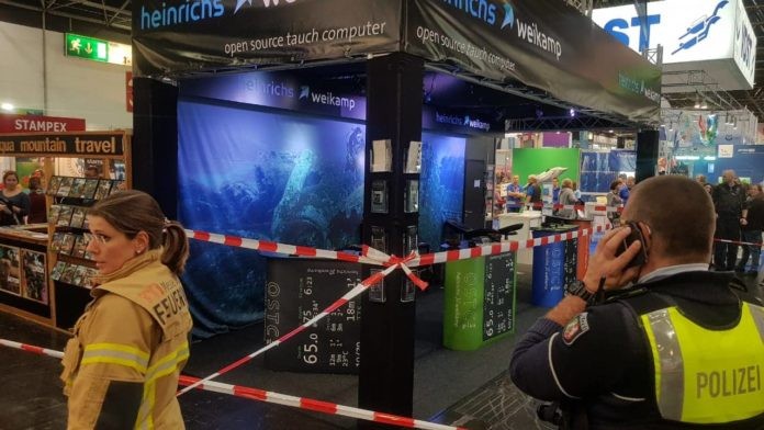 Heinrichs Weikaamp booth after the incident at Boot Dusseldorf. Photo by Kaj Maney