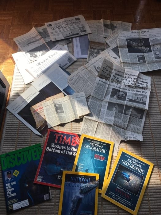 Renata has 100s of Magazine articles and books about Titanic in her New Jersey home.