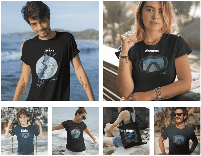 DeeperBlue.com Community Clothing featuring 10 unique designs