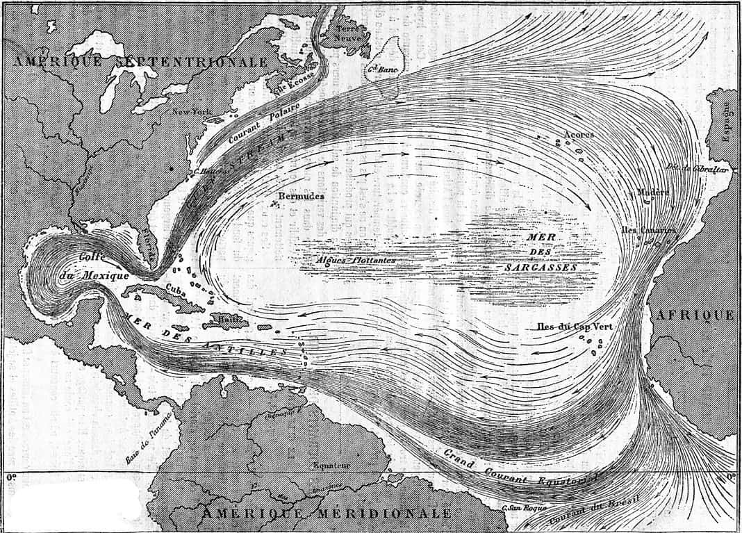 Map of the Gulf Stream, vintage engraving.