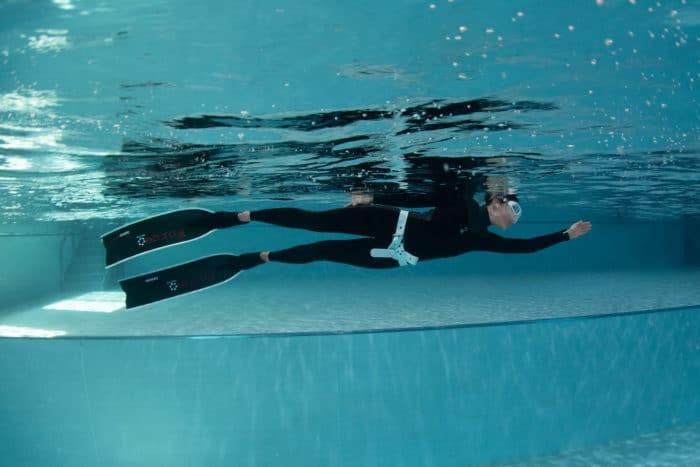 Posing in the Fourth Element RF1 Freediving wetsuit