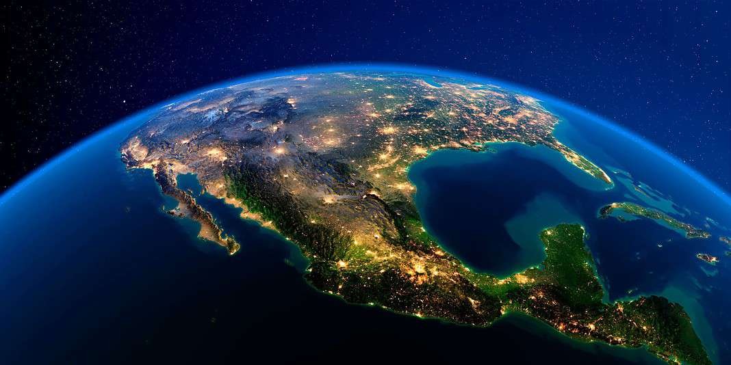 Night image of the Gulf of Mexico