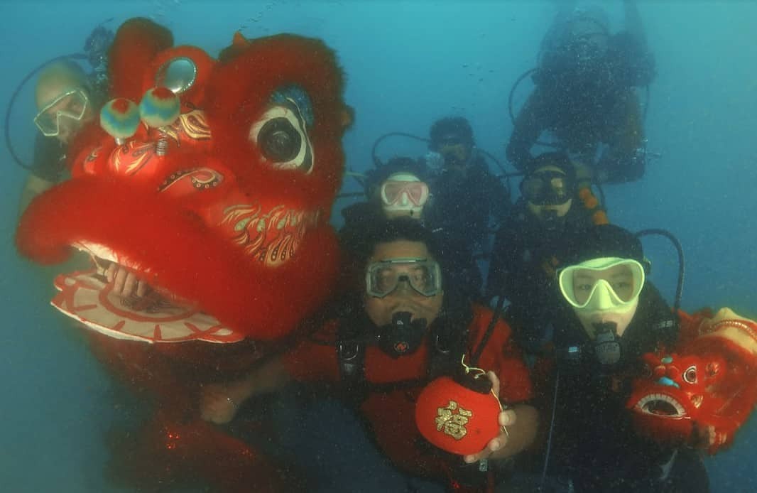 Underwater Lion Dance off Brunei