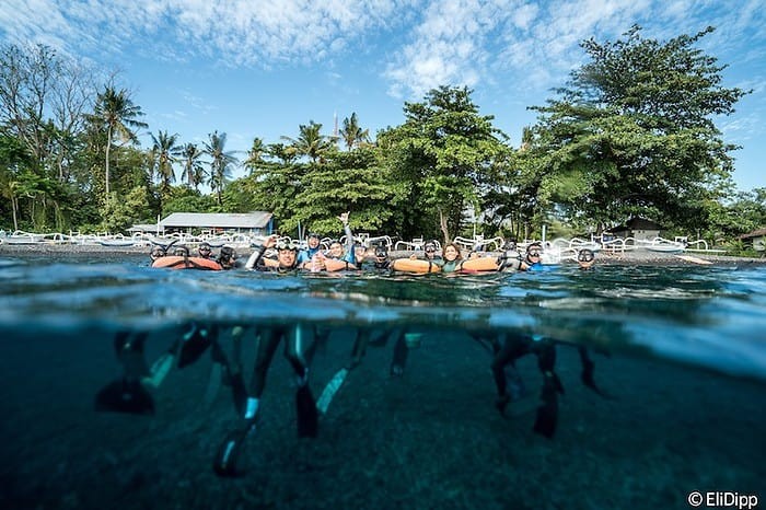Apnea Bali's shore entrance to their dive site. Photo by Eli Dipp.