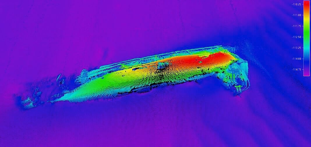USS Jacob Jones (Courtesy asset image of multibeam data collected and provided by the UK National Oceanography Centre and further processed by Wessex Archaeology.)
